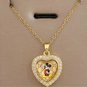 Heart Shape Mickey Mouse Pendant Necklace - New